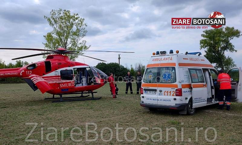 Bărbat cu probleme cardiace preluat de elicopterul SMURD de la Dorohoi - FOTO