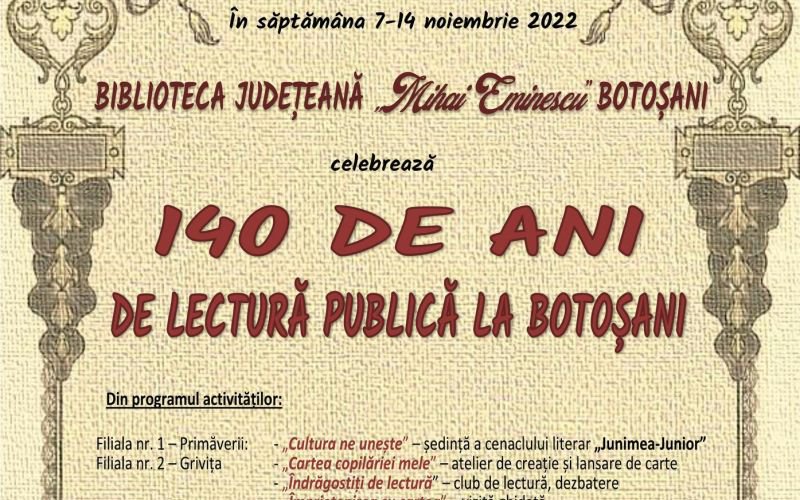 140 de ani de lectură publică la Botoșani
