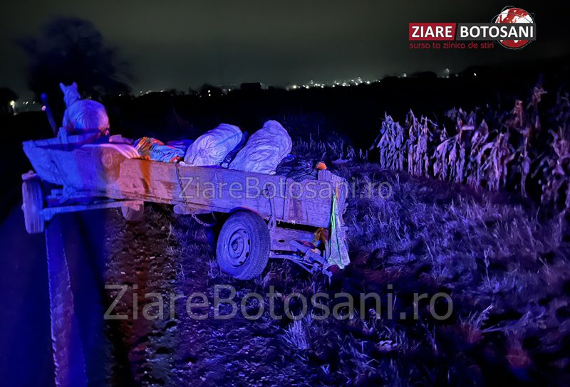 Accident! Căruță lovită de un autoturism în apropiere de Brăești – FOTO