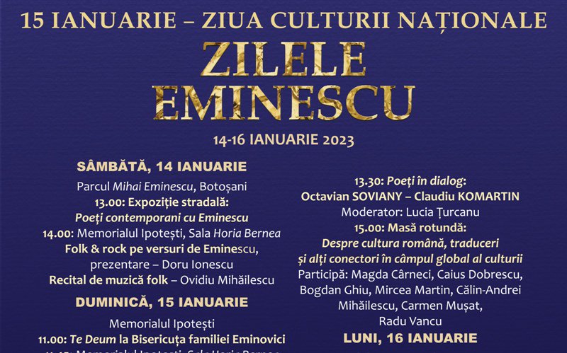 Zilele Eminescu, ediția ianuarie 2015, la Memorialul Ipotești