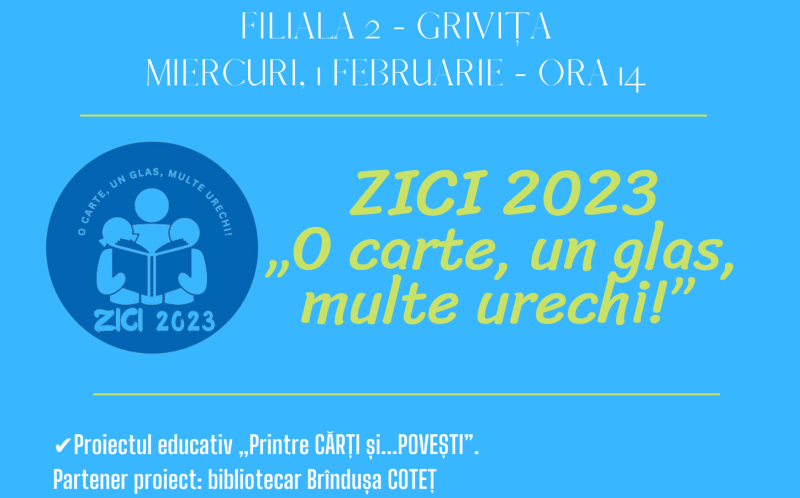 Ziua Internațională a Cititului Împreună (ZICI 2023) – „O carte, un glas, multe urechi!