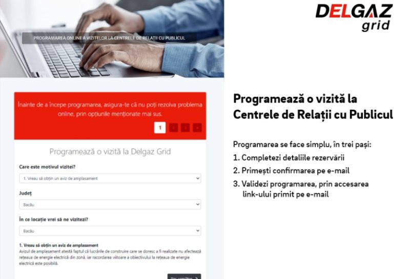 Programări online pentru vizita la Centrele de Relații cu Publicul Delgaz Grid