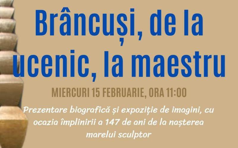 „Brâncuși, de la ucenic la maestru”, miercuri, la Biblioteca Județeană