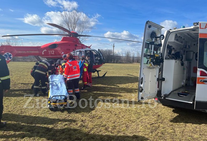 Elicopter SMURD solicitat la Dorohoi pentru un bărbat din Oroftiana care a suferit un infarct – FOTO