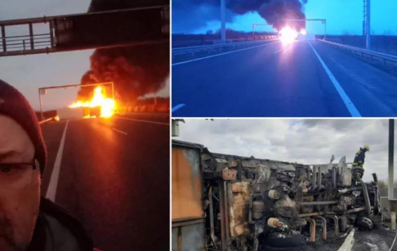 Șofer român de TIR, salvat în ultimul moment din camionul care a explodat pe autostradă, în Ungaria