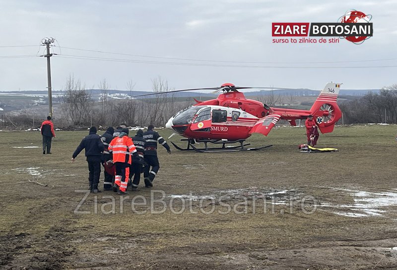 Femeie din Darabani preluată de elicopterul SMURD de la Dorohoi - FOTO