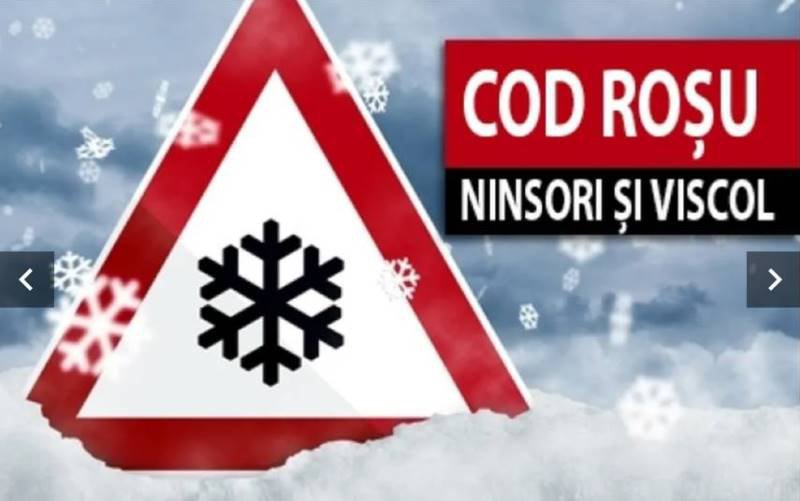 Populația avertizată prin sistemul RO-ALERT! Cod Roșu de vânt și ninsori abundente pentru județul Botoșani