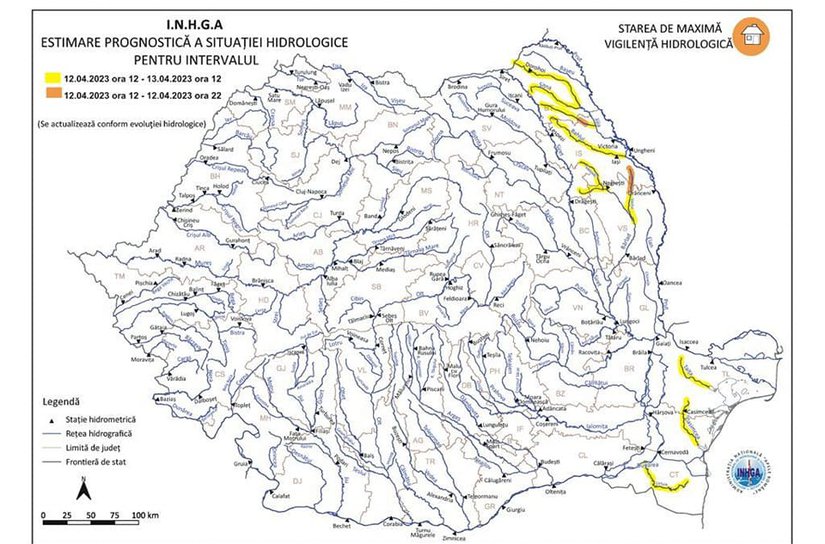 Hidrologii au prelungit Codul Galben de risc de inundații pe râul Jijia și afluenții acestuia