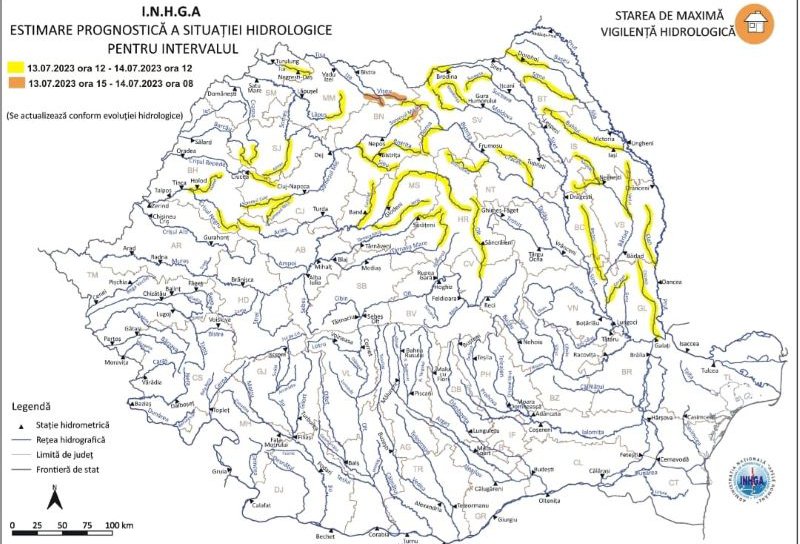 Cod Galben de inundații pe râul Jijia și afluenții lui