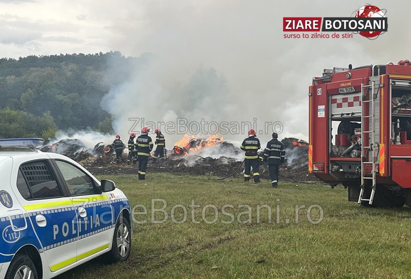Intervenție la Horlăceni pentru stingerea unui incendiu izbucnit la aproximativ 15 tone de deșeuri vegetale - FOTO