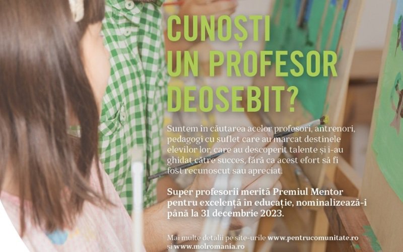 Dacă îi cunoașteți, nominalizați-i la Premiul Mentor pentru excelență în educație 2023