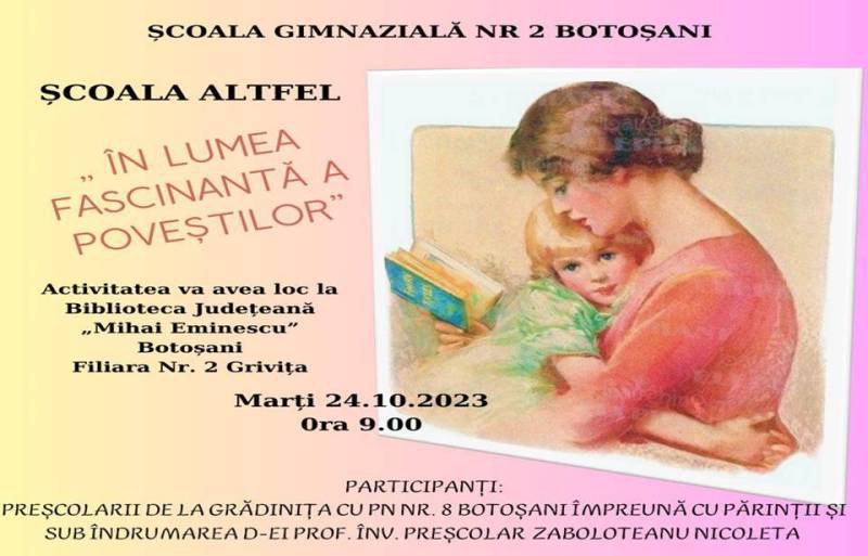 Biblioteca Botoșani vă invită „În lumea fascinată a poveștilor”