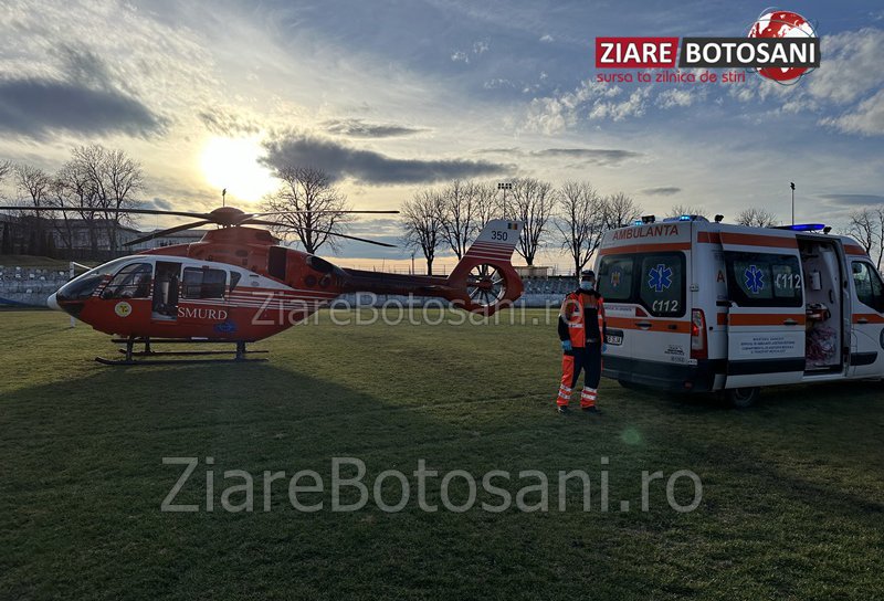Bărbat din Suharău preluat de urgență de elicopterul SMURD de la Dorohoi - FOTO