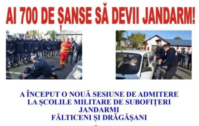 Mai multe de șanse la dispoziție să devii jandarm! Vino în echipa noastră!