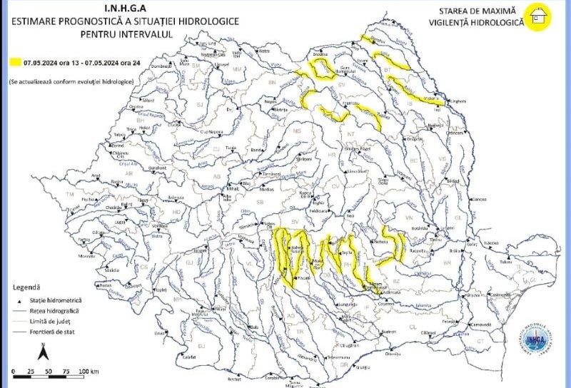 Risc de inundații pe râul Jijia și afluenții acestuia. Hidrologii au instituit Cod Galben