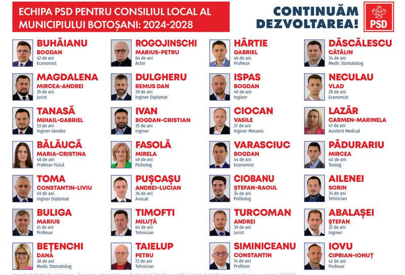 Cosmin Andrei: PSD are cea mai competentă echipă de candidați pentru Consiliul Local al municipiului Botoșani pentru mandatul 2024-2028