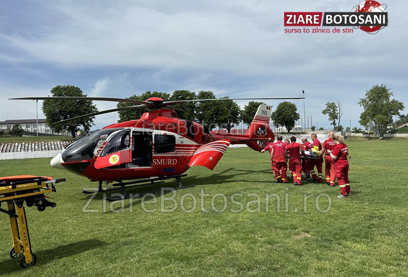 Bărbat din Bajura, Darabani, preluat de urgență de elicopterul SMURD de la Dorohoi - FOTO