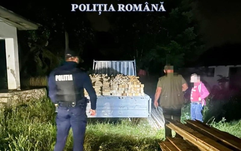 Material lemnos confiscat de polițiștii din Mihăileni