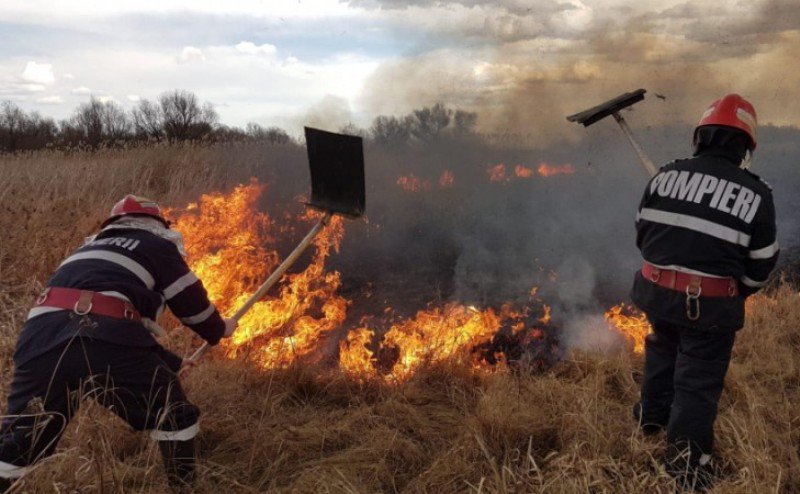 Două incendii de vegetație uscată și stuf, în ultimele ore