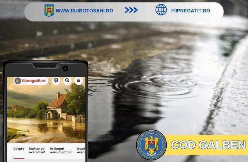 ATENȚIE! Cod galben de instabilitate atmosferică și vânt pentru județul Botoșani