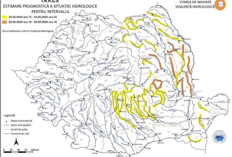 Cod galben prelungit și risc de inundații pe râul Jijia și afluenții acestuia