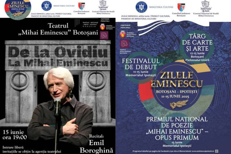15 iunie – punctul culminant al festivalului Zilele Eminescu, ediția iunie 2025, organizat de Memorialul Ipotești – Centrul Național de Studii „Mihai Eminescu”
