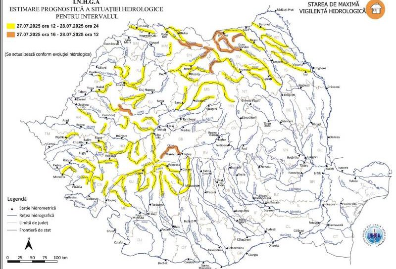 Codul Galben de inundații și pe râul Jijia și afluenții acestuia a fost prelungit
