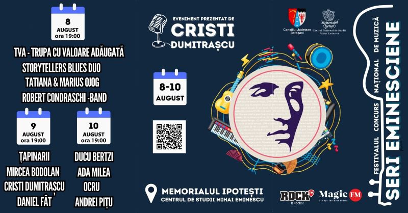 Festivalul - concurs de muzică folk pentru copii și tineret Seri eminesciene - 8 august 2025