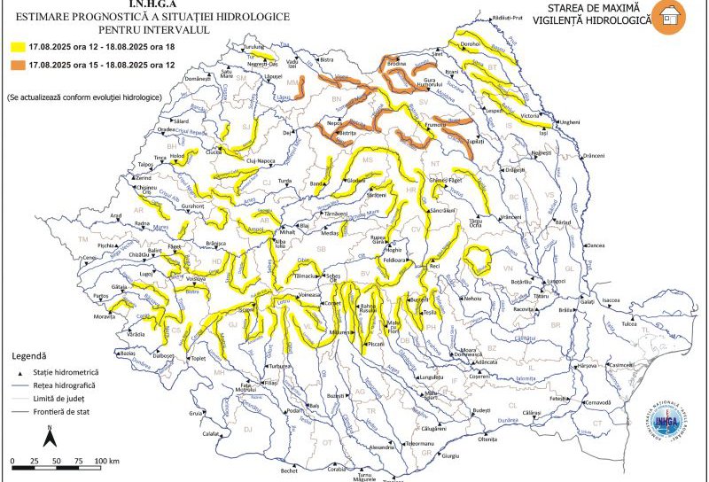Cod Galben de inundații pe râurile Prut, Jijia și afluenții acestora