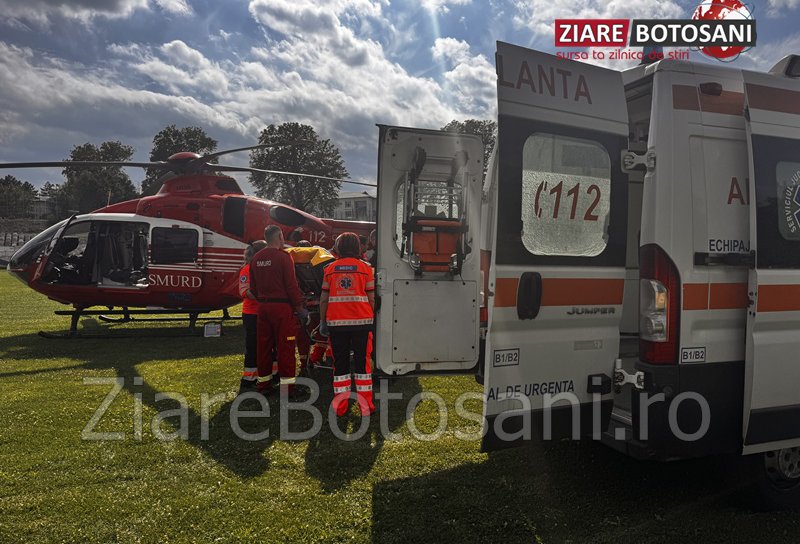 Bărbat cu politraumatisme preluat de urgență de elicopterul SMURD de la Dorohoi - FOTO