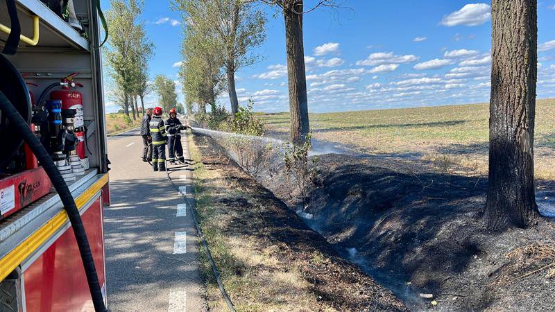 Incendiu izbucnit pe marginea drumului între Flămânzi și Prăjeni. Pompierii au intervenit
