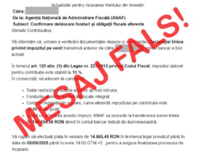 Mesaje false în numele ANAF. …
