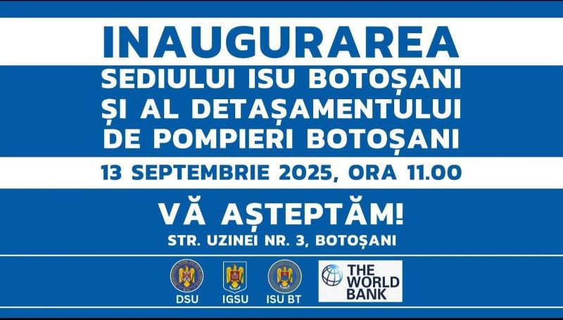 Pompierii botoșăneni își inaugurează noul sediu chiar de Ziua Pompierilor din România