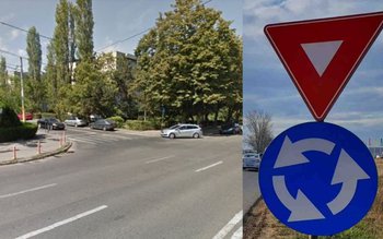 Regulă în sensul giratoriu. Se …