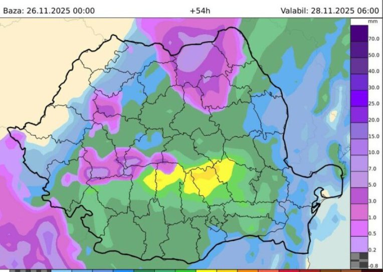 Un ciclon polar va traversa România. Vom avea parte de ploi, lapoviță și ninsoare. Maximele nu vor depăși 9°C