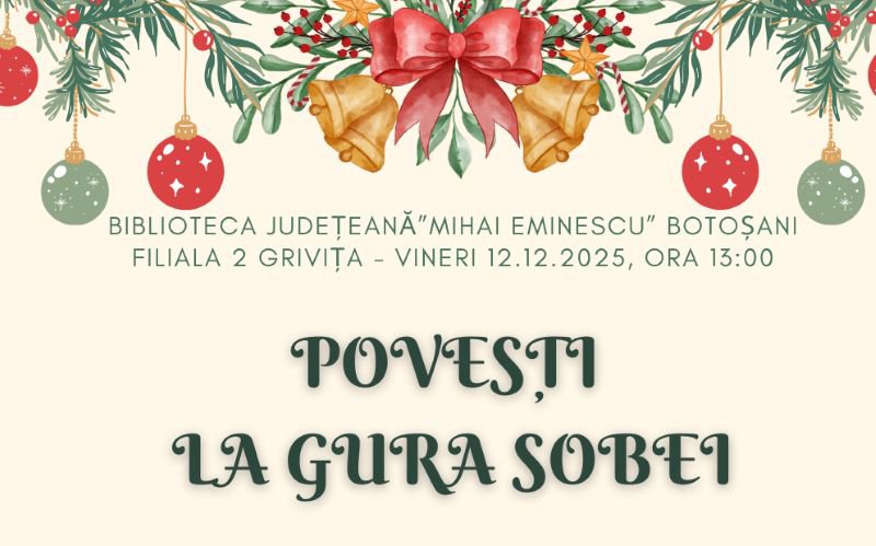 „Povești la gura sobei” - Magia iernii pentru cei mici, la Filiala nr.2 Grivița a Bibliotecii Botoșani