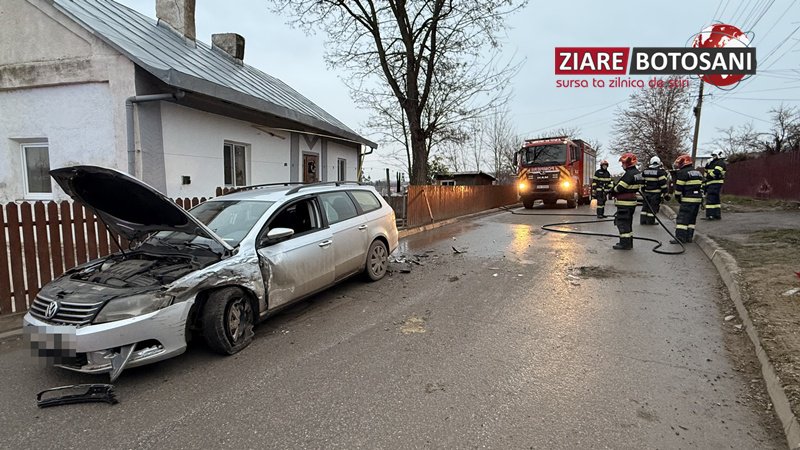 Accident! Intervenție de urgență după ce o mașină a rupt o conductă de gaz din Dorohoi - FOTO