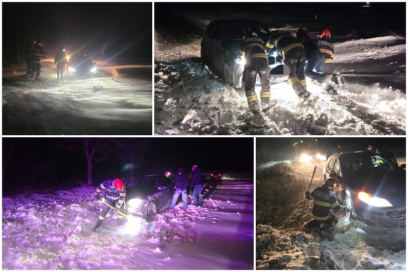 Intervenții ale pompierilor în urma ninsorilor viscolite și a vântului puternic din județul Botoșani