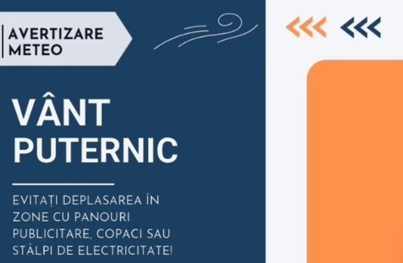 Atenție! Cod Portocaliu de vânt pentru județul Botoșani