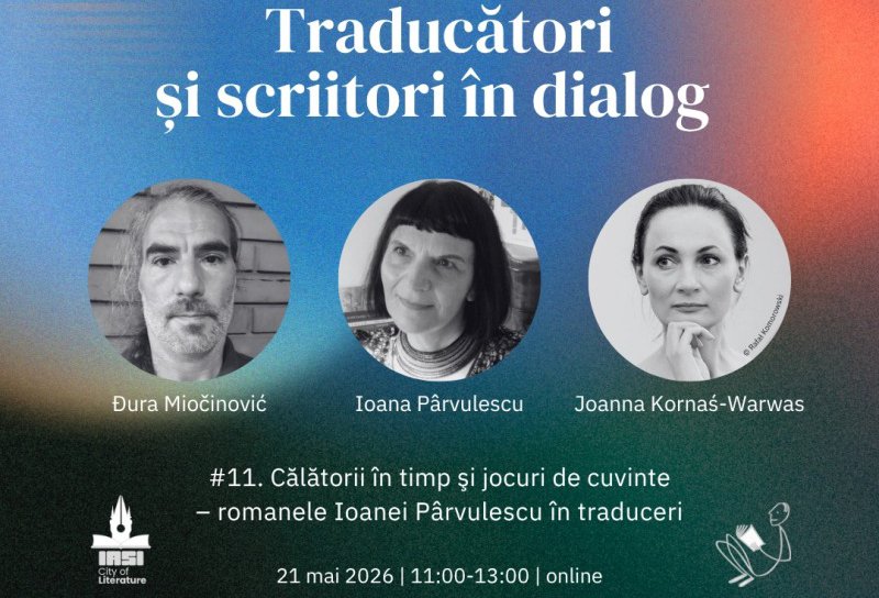 „Călătorii în timp şi jocuri de cuvinte – romanele Ioanei Pârvulescu în traduceri”. Traducători și scriitori în dialog – episodul 11