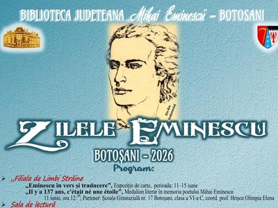 Zilele Eminescu 2026 la Biblioteca …