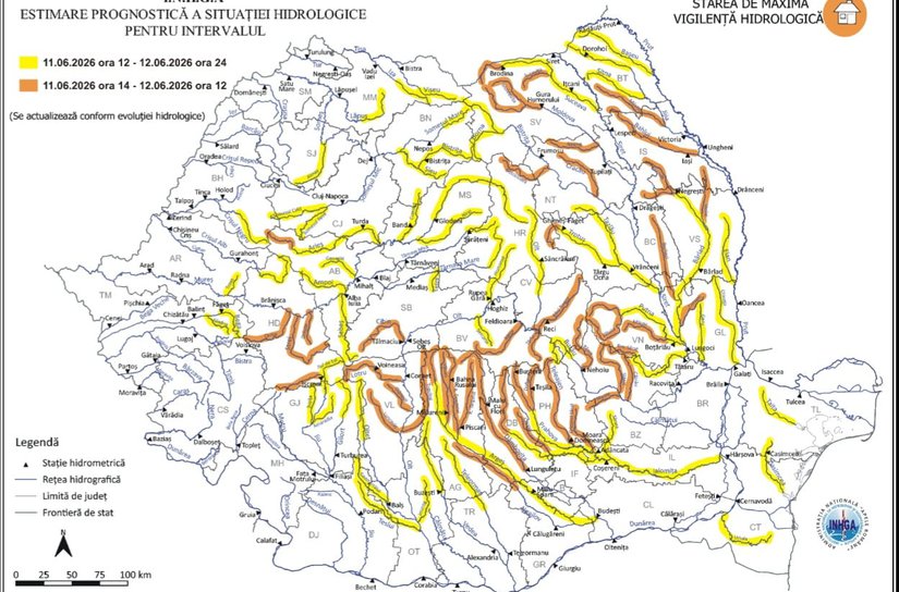 Pericol de inundații în județul Botoșani: cod portocaliu pe râul Jijia, cod galben pe râurile Siret, Prut