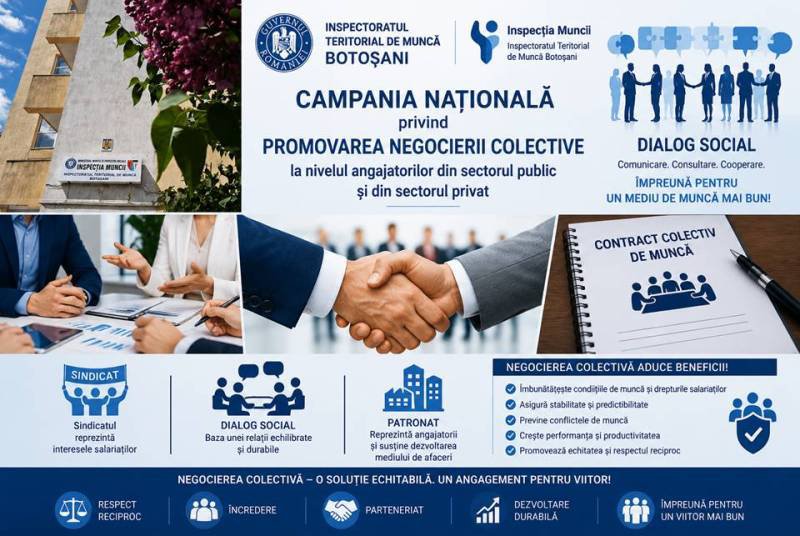ITM Botoșani continuă Campania de informare pentru promovarea negocierii colective la nivelul angajatorilor din sectorul public și privat