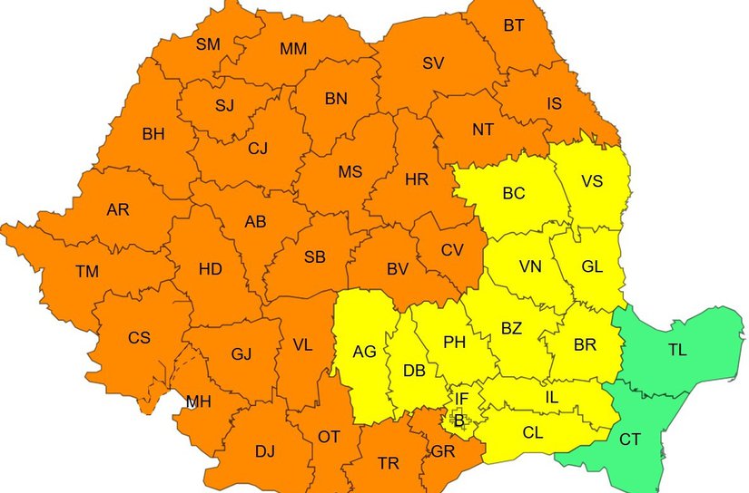 Cod portocaliu de caniculă pentru județul Botoșani