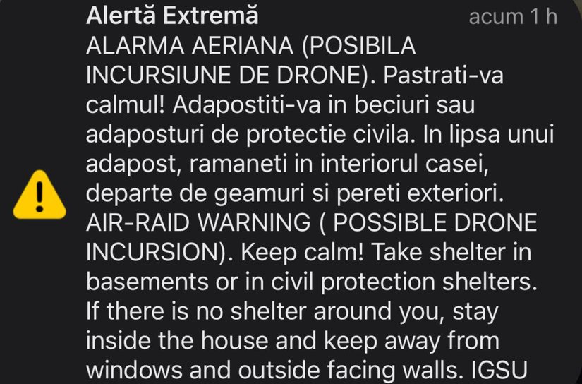 Alertă în Botoșani: RO-Alert emis cu o posibilă incursiune de drone