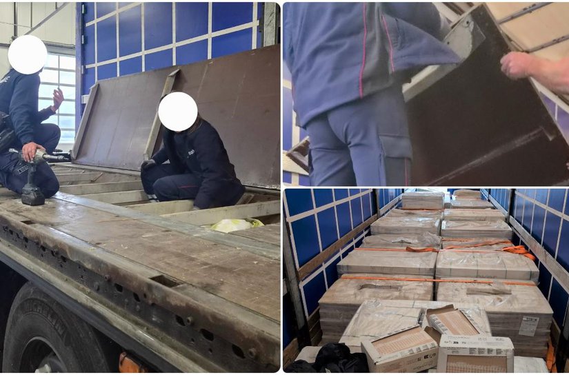 Peste 72 de kilograme de cocaină, ascunse sub podeaua unui camion înmatriculat în România